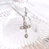 The new cross-border copper zircon cross necklace from Europe and America features a fashionable and high-end design that is versatile Specification image